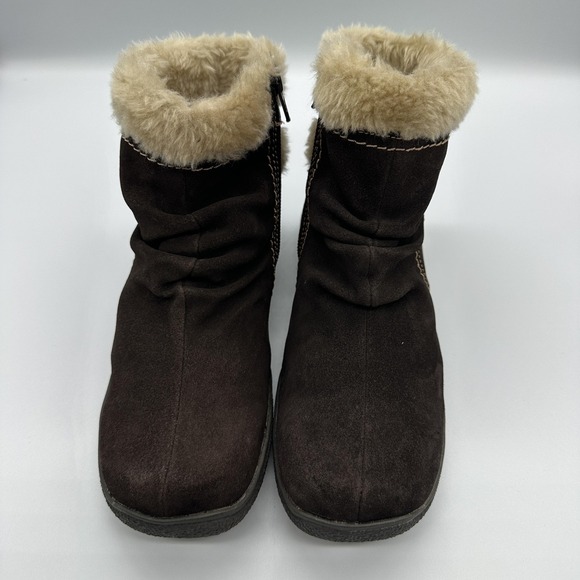 BareTraps Shoes - Baretraps Boots Womens Size 6 Brown Leather Faux Fur Ankle Zip Leanna Booties